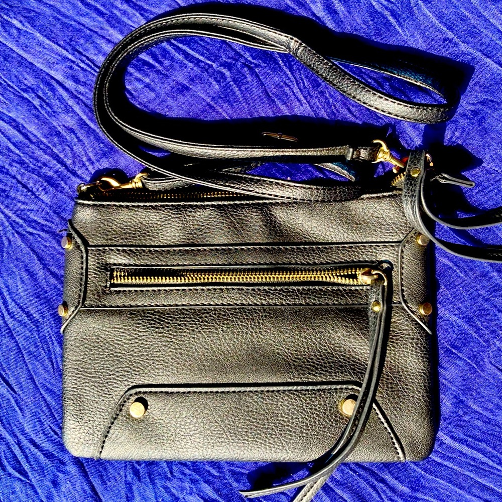 Black Faux Leather Crossbody Purse
